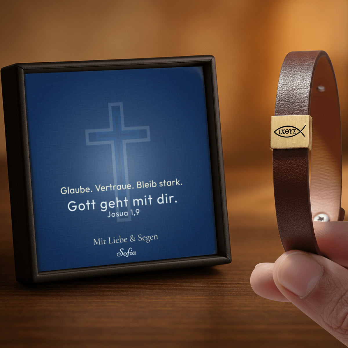 Personalisiertes christliches Armband für Männer – Kreuz & Glaubenssymbole
