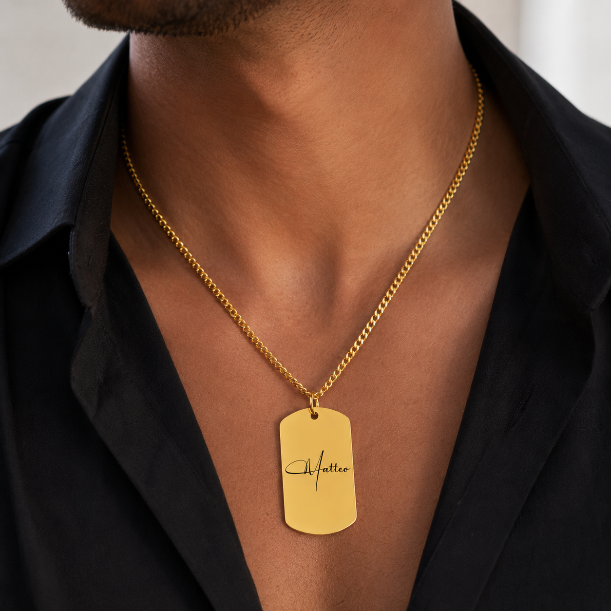 Personalisierte Cuban Tag Halskette für Männer mit Name - Signature