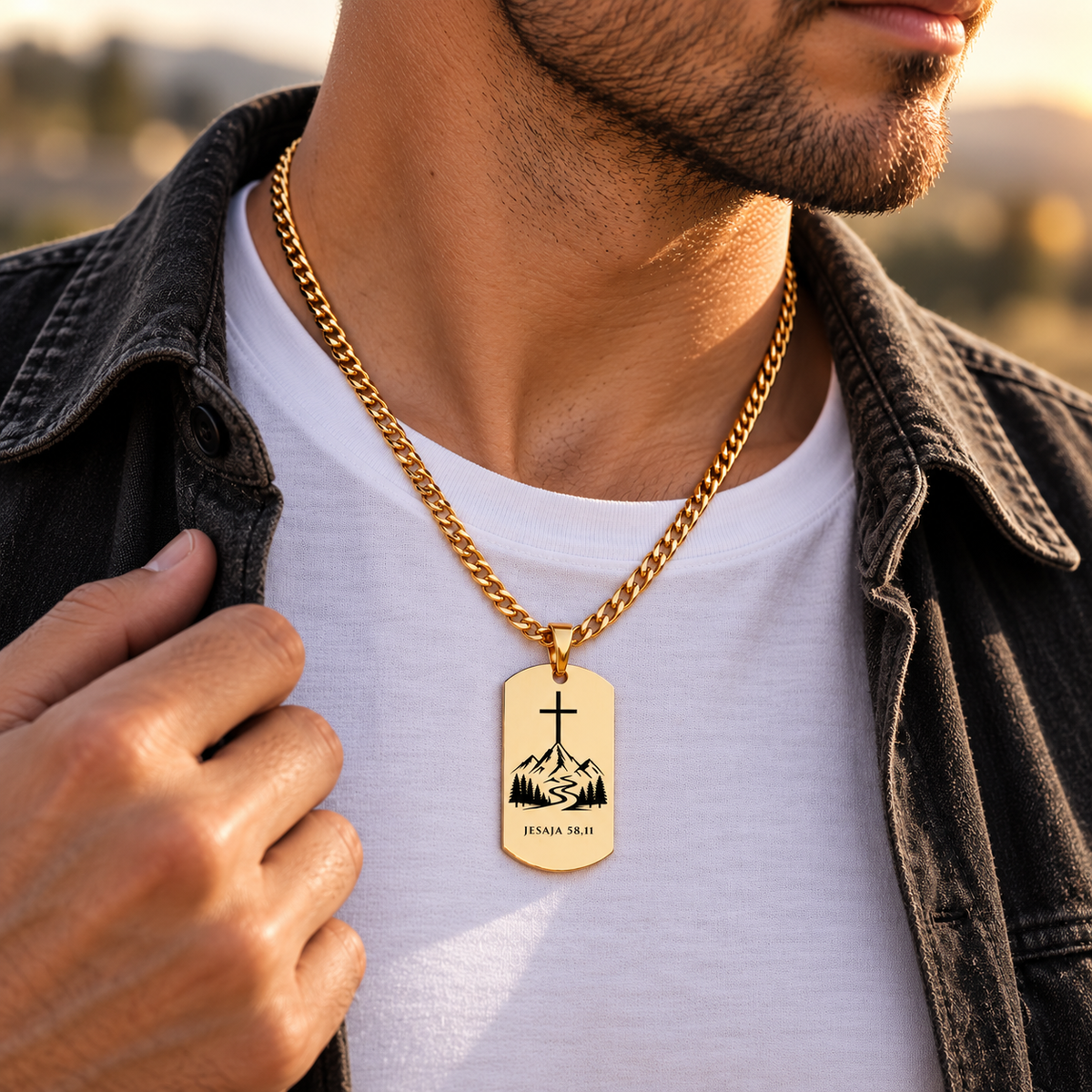 Christliche Kette für Männer getragen – Glaubensschmuck Geschenk für Ihn