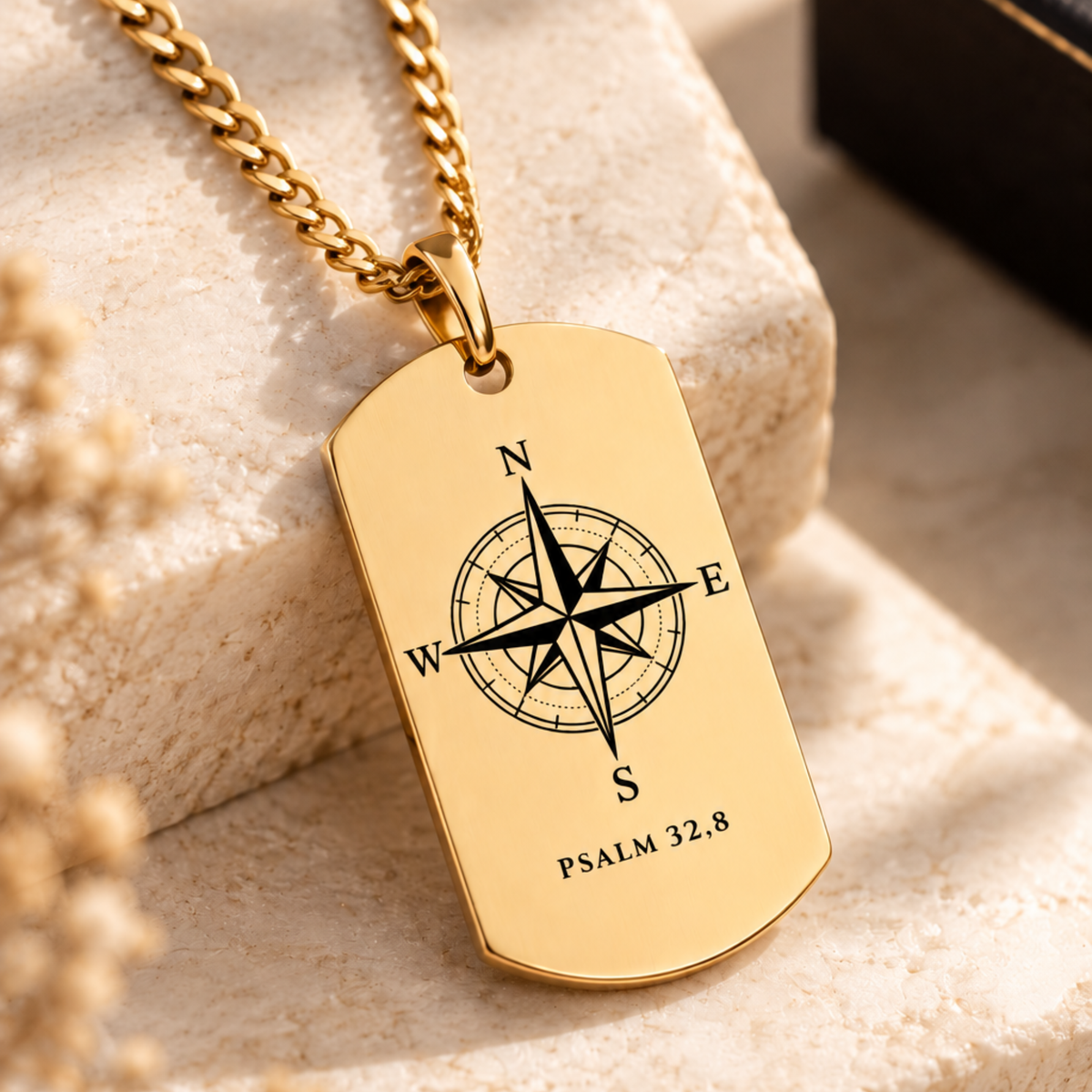 Christliche Kette Kompass Design Psalm 32,8