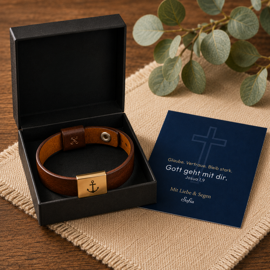 Personalisiertes christliches Armband für Männer – Kreuz & Glaubenssymbole