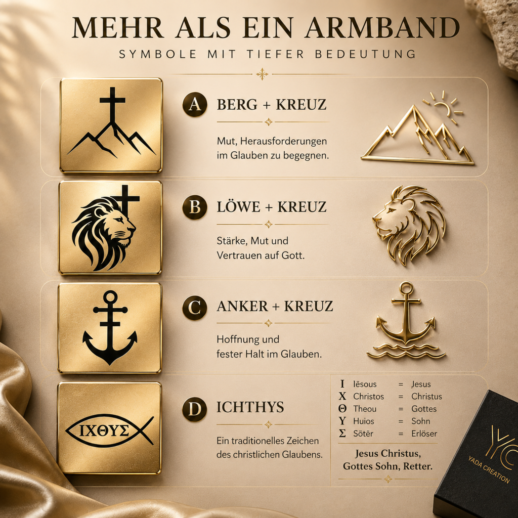 Personalisiertes christliches Armband für Männer – Kreuz & Glaubenssymbole