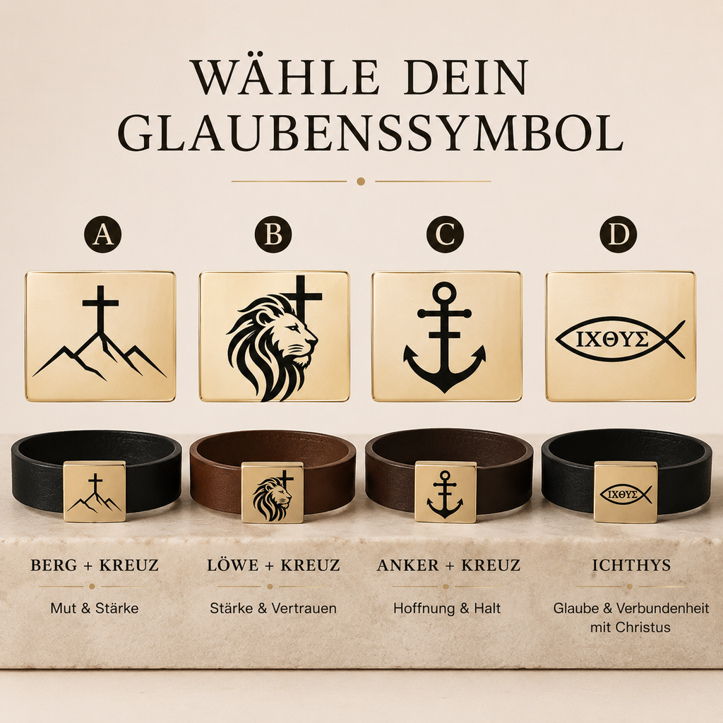 Personalisiertes christliches Armband für Männer – Kreuz & Glaubenssymbole