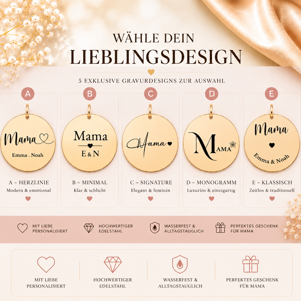 5 Designs für das Armband  auswaehlen