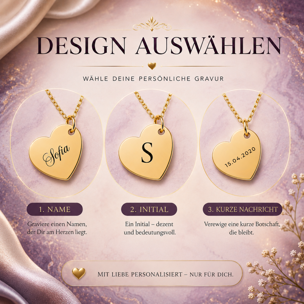 Personalisierte Herzkette mit Gravur für Frauen – Herz Halskette mit Wunschname oder Initiale