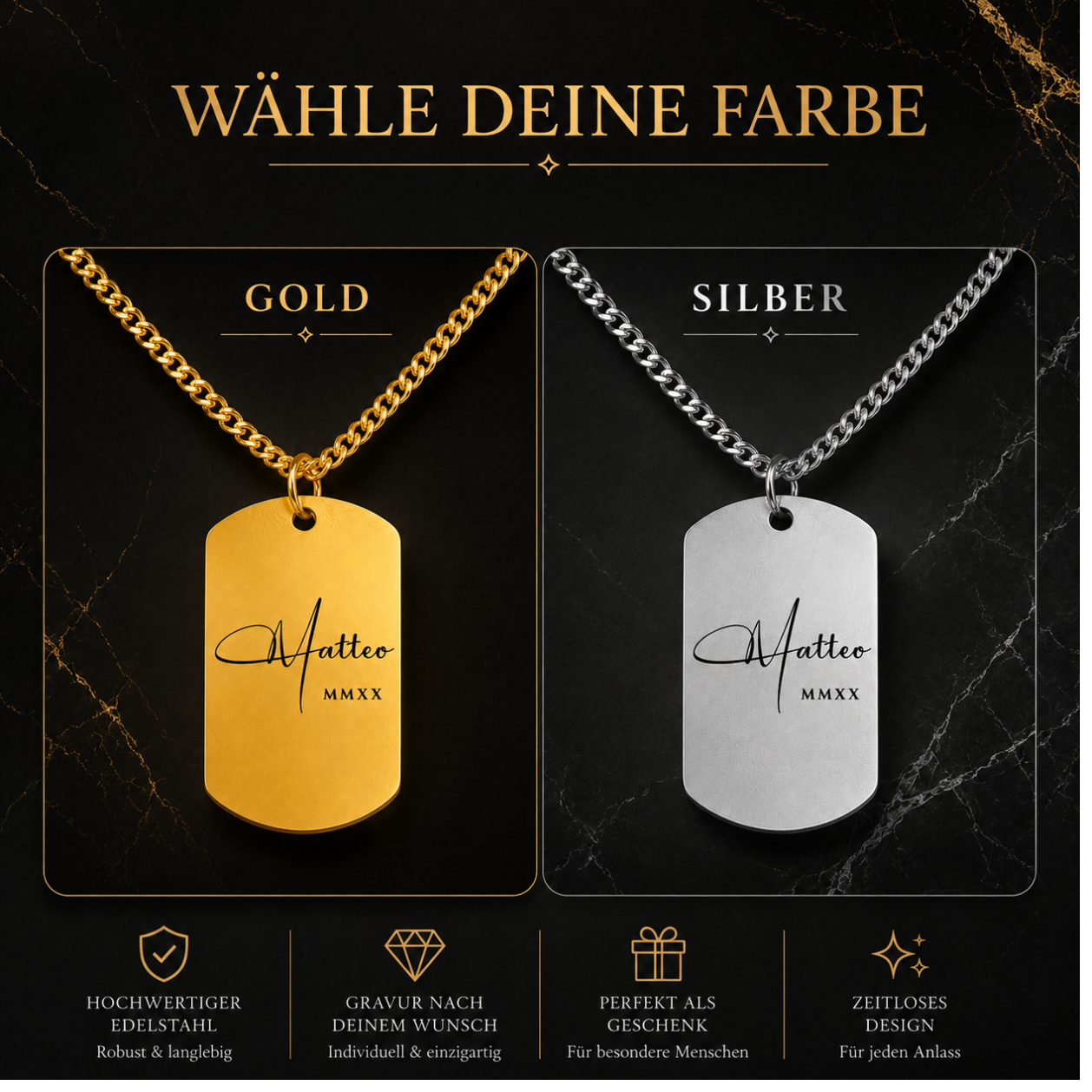 Personalisierte Cuban Tag Halskette für Männer mit Name - Signature