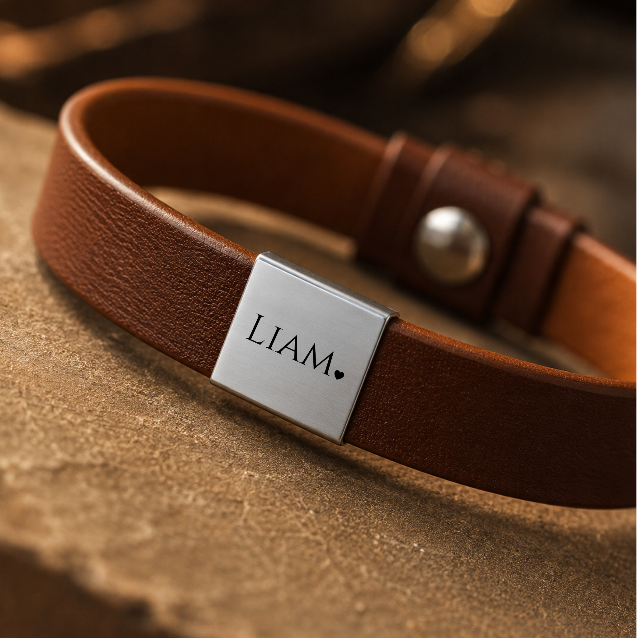 Braunes Lederarmband mit Gravur für Freund – Jahrestag Geschenkidee
