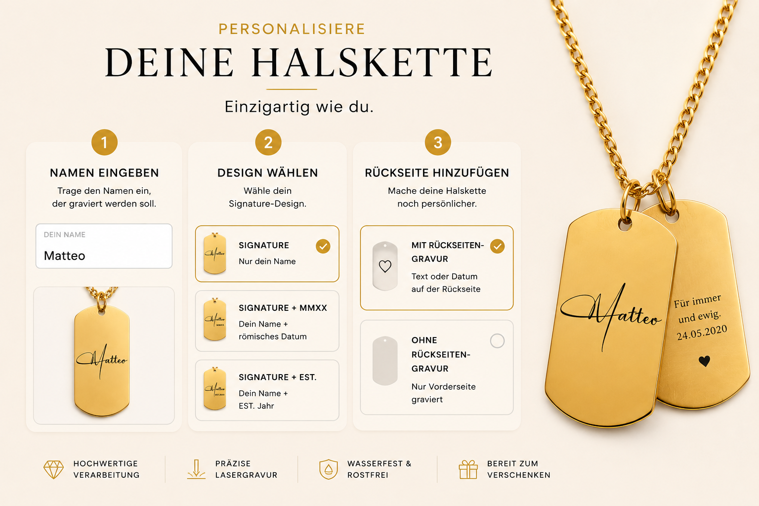 Personalisierte Cuban Tag Halskette für Männer mit Name - Signature