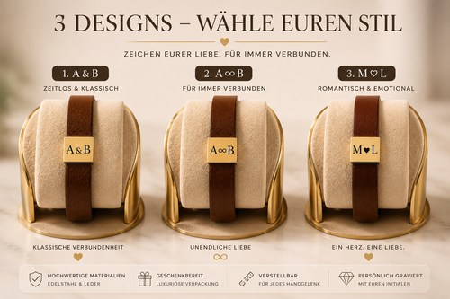 Übersicht personalisiertes Armband für Ehemann aus Leder
