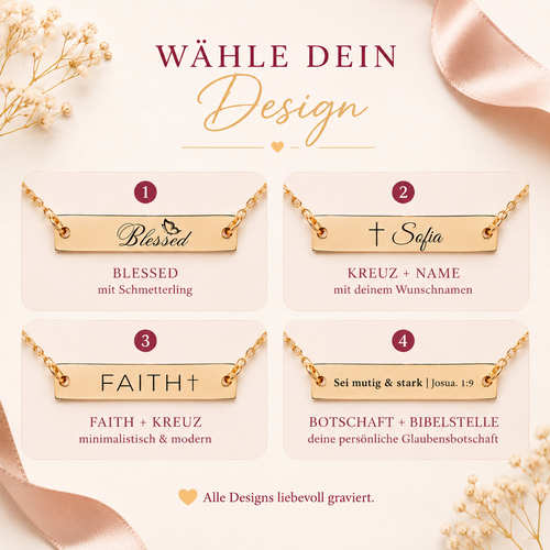 Personalisierte christliche Kette – Name & Bibelstelle