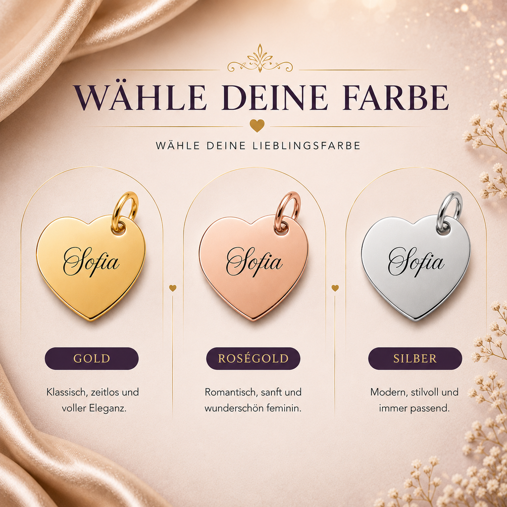Personalisierte Herzkette mit Gravur für Frauen – Herz Halskette mit Wunschname oder Initiale