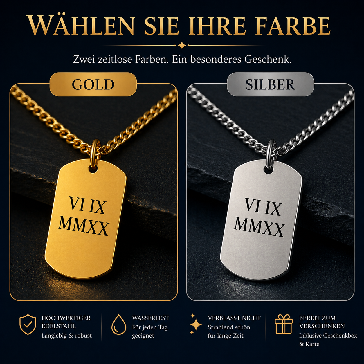 Personalisierte Cuban Tag Halskette für Ehemann - Farbenauswahl