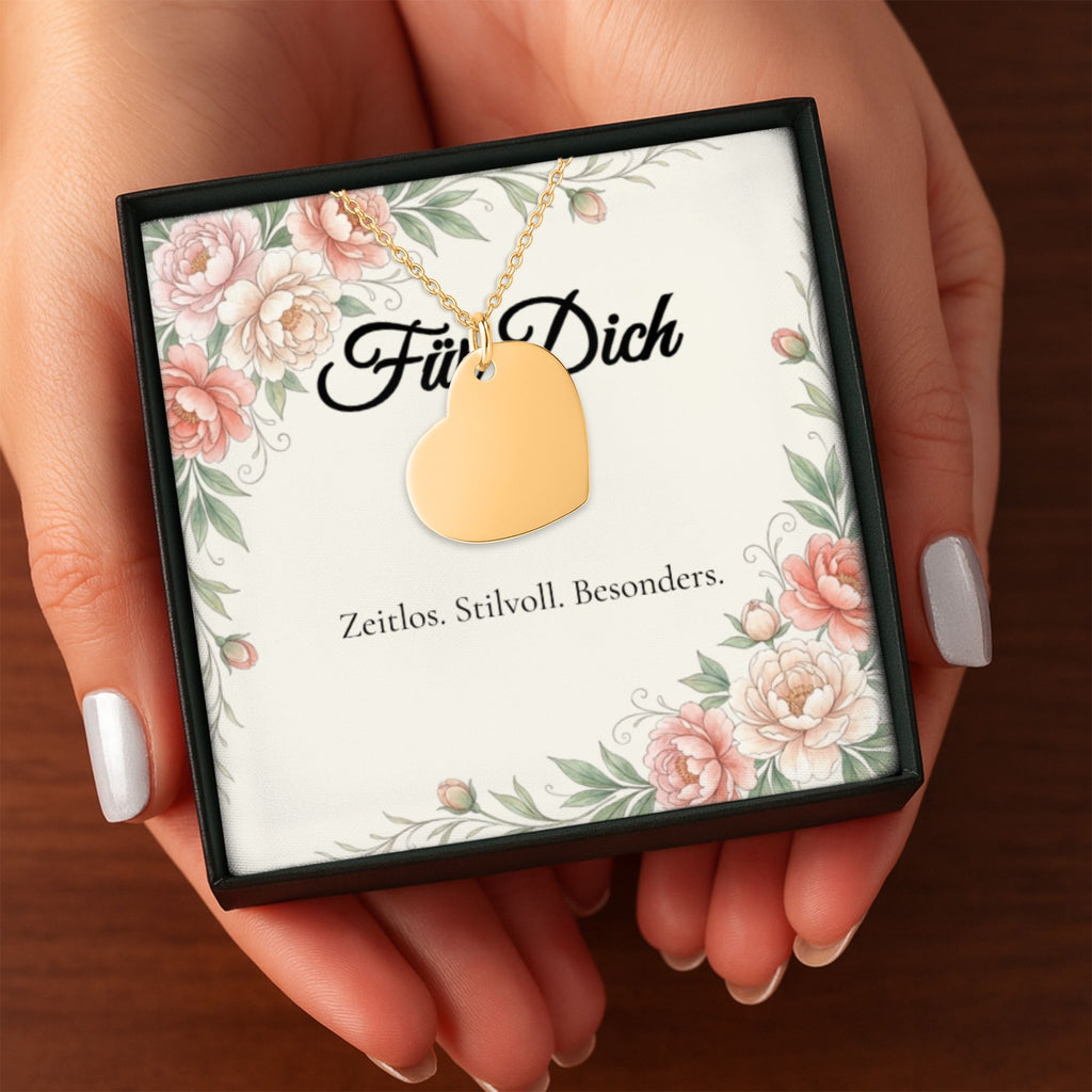 Herzkette in Schmuckbox – Goldene Herzkette in eleganter Box mit Aufschrift Für Dich, perfektes Geschenk für Frauen