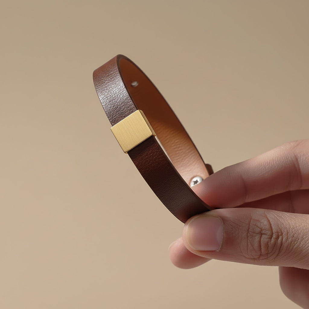 Premium Lederarmband für Herren – Edelstahl in Schwarz oder Braun