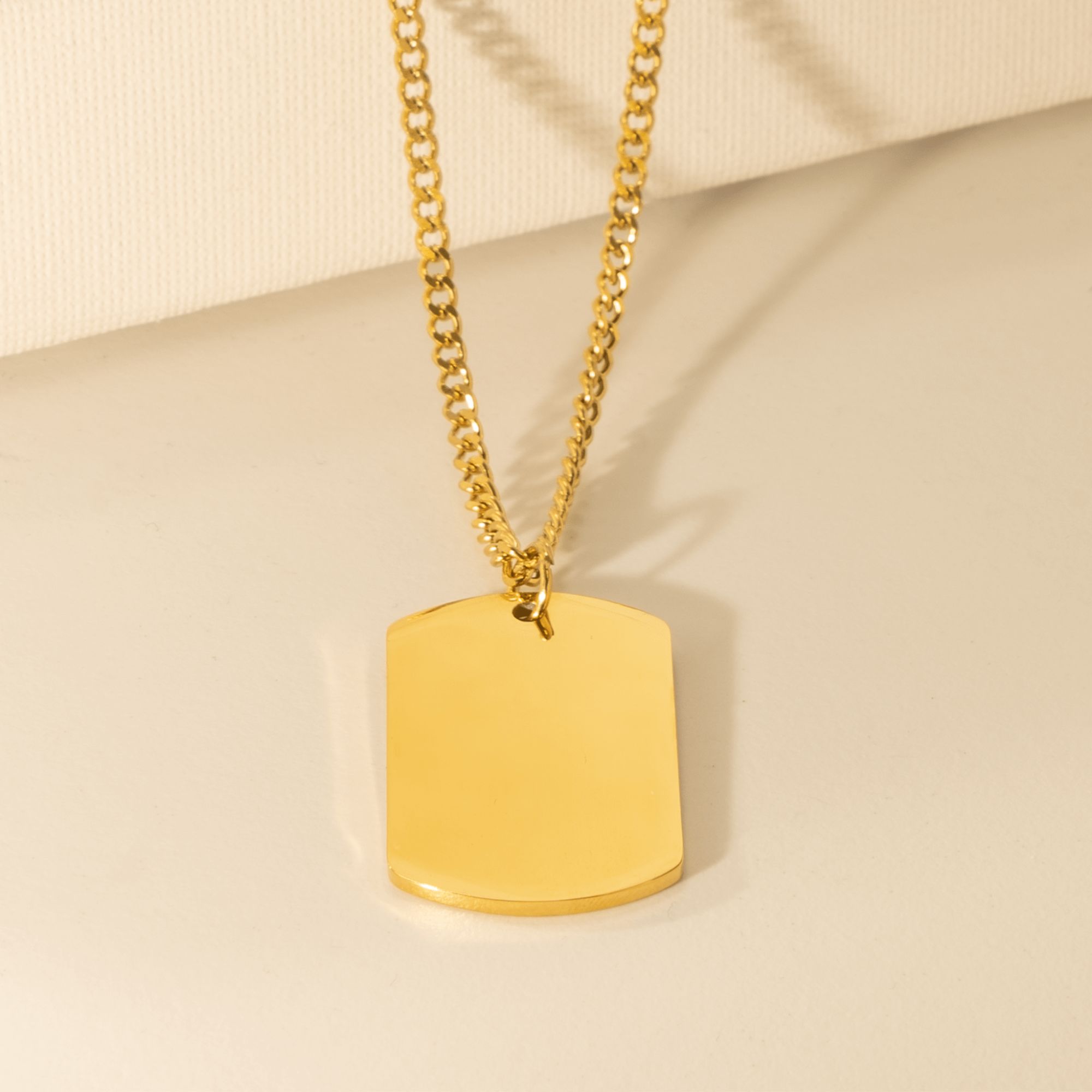 Premium Cuban Tag Halskette für Herren – Edelstahl in Gold oder Silber