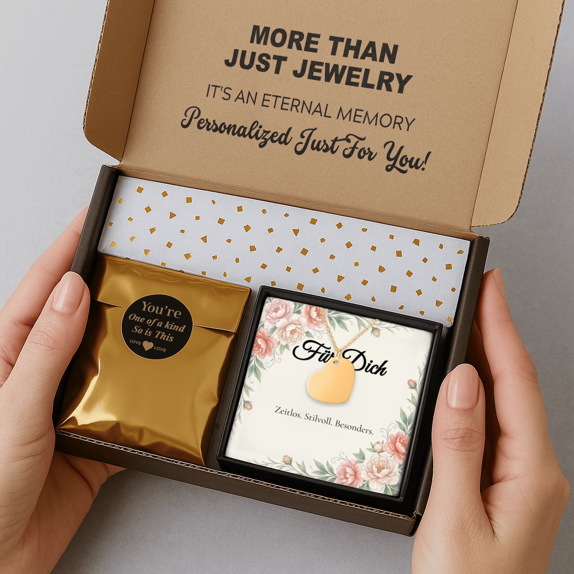 Herzkette Damen Geschenkverpackung – Schmuckbox mit Herzkette und Geschenkbox, geschenkfertig verpackt