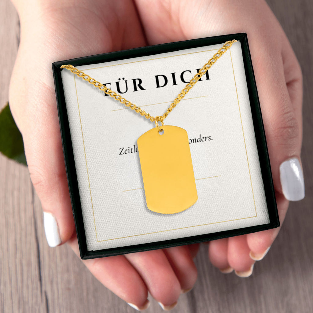 Cuban Tag Halskette Herren Silber – Edelstahl Tag-Anhänger an Cuban-Kette, Detailansicht