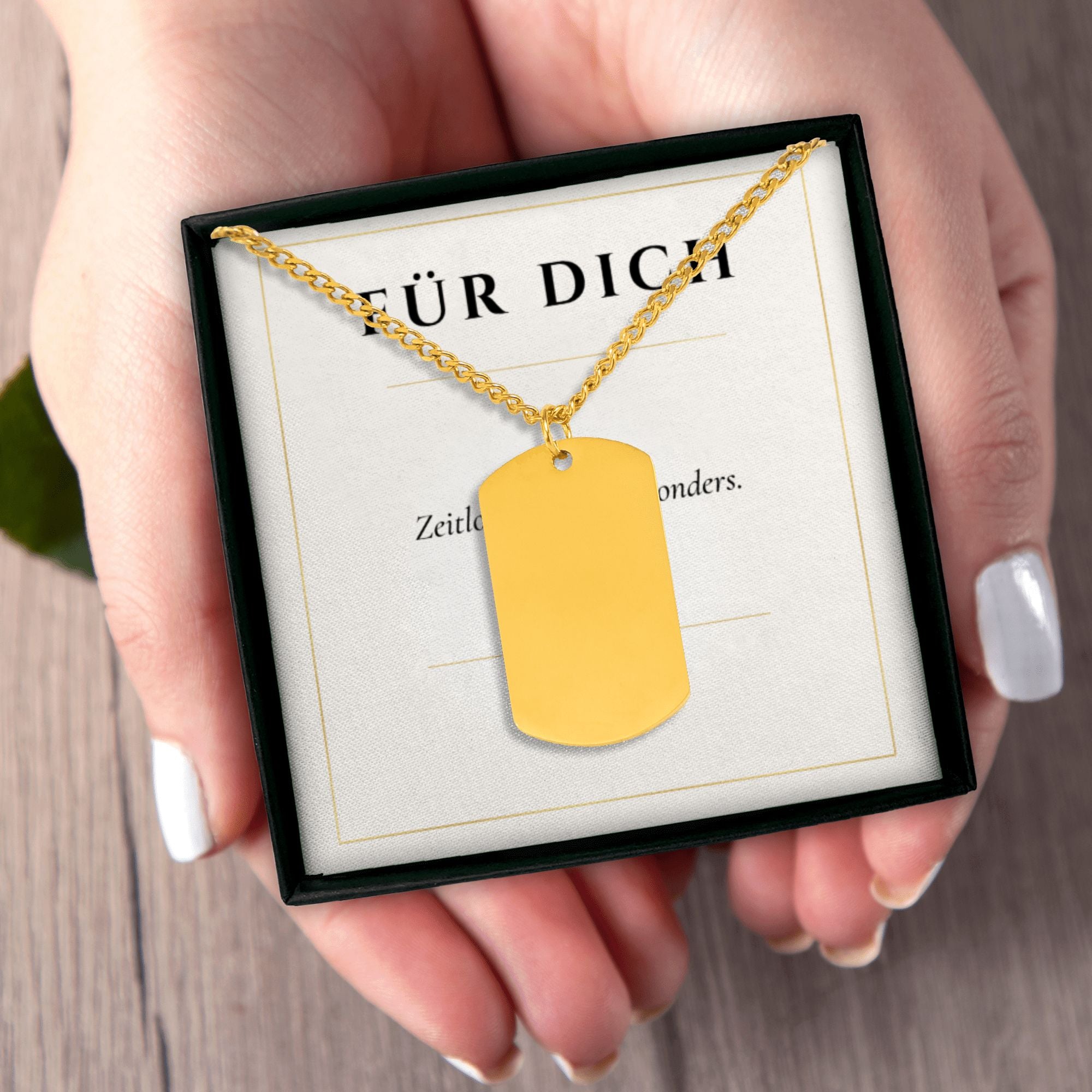 Premium Cuban Tag Halskette für Herren – Edelstahl in Gold oder Silber
