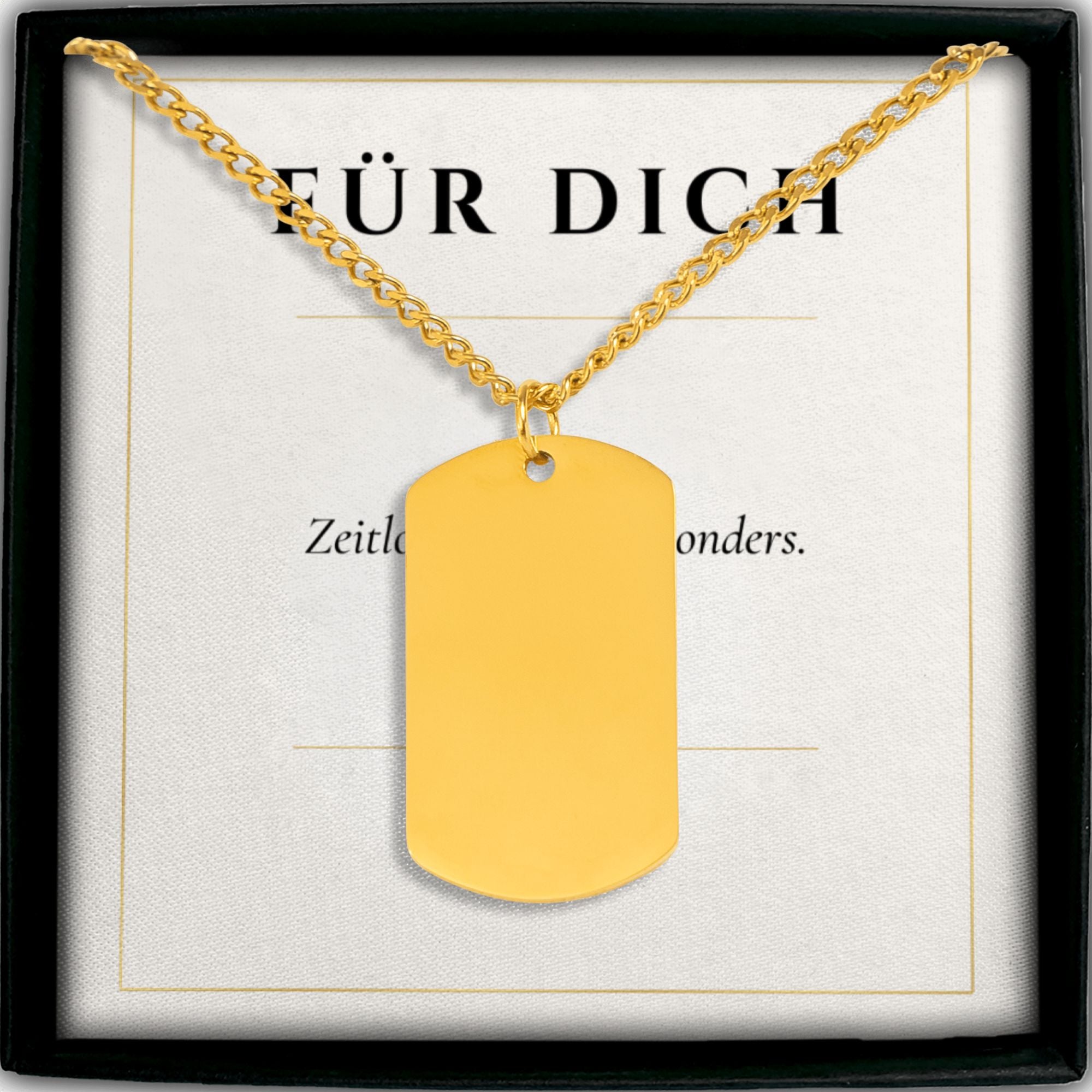 Premium Cuban Tag Halskette für Herren – Edelstahl in Gold oder Silber