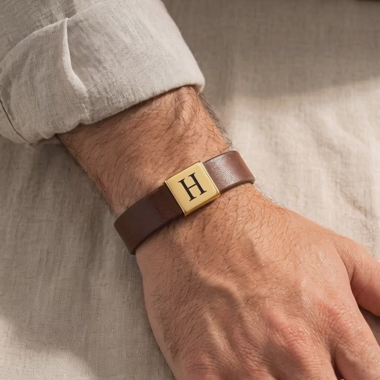 Personalisiertes Lederarmband mit Gravur – Initialen Armband für Männer – Persönliches Geschenk für ihn